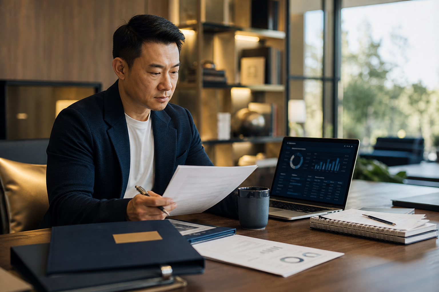 Small-business founder reviewing a government contracting opportunity
